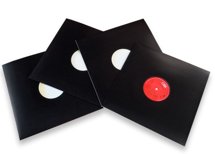 Pochettes Carton Simple Trou 12" Noires (x10)