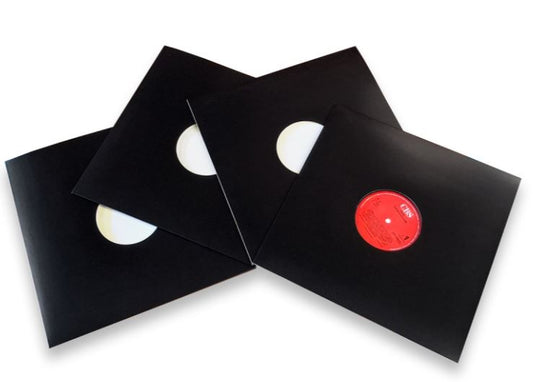 Pochettes Carton Simple Trou 12" Noires (x10)